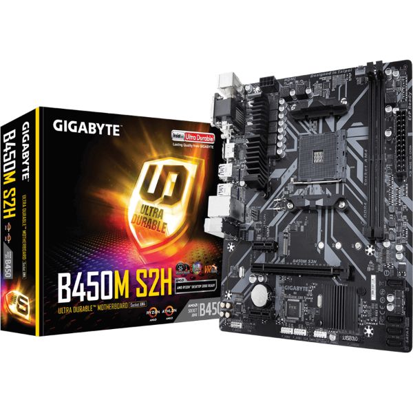 Gigabyte B450M S2H AMD B450 Ultra Durable Motherboard AM4 - PakByte Computers 