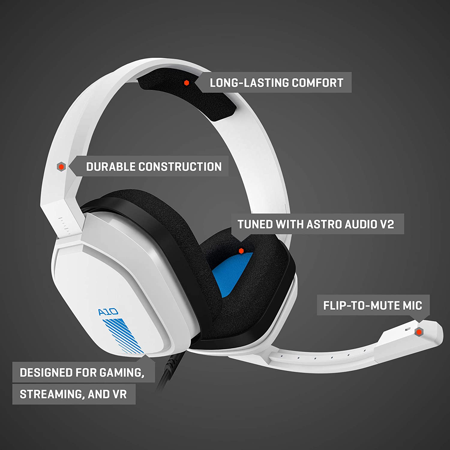 ASTRO A10 Gen2 Over-Ear Gaming Headset - White