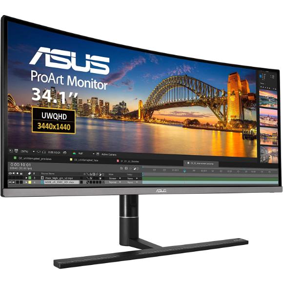 ASUS ProArt PA34VC 34" Curved Monitor Uwqhd 100Hz HDR-10 IPS Eye Care TB3 DP 1.2 HDMI 2.0B, Black - PakByte Computers 