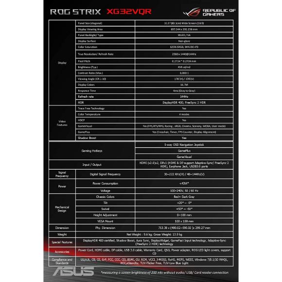 ASUS ROG STRIX Curved XG32VQR, 32 Inch (31.5 Inch) WQHD (2560 x 1440), VA, Up to 144 Hz, black - PakByte Computers 