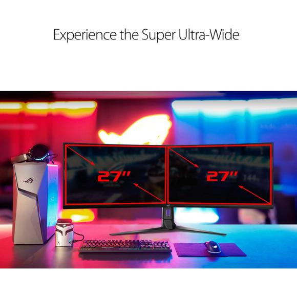 Asus ROG Strix XG49VQ 49” Curved Gaming FreeSync Monitor 144Hz Dual Full HD HDR Eye Care with DP HDMI Black - PakByte Computers 