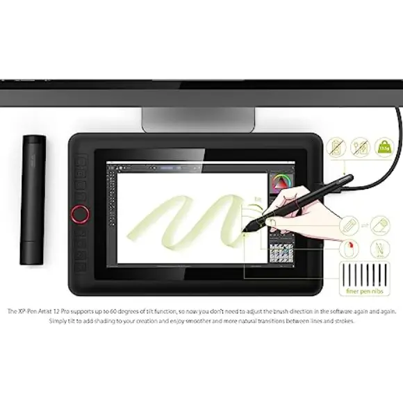 XP-PEN Artist 12 Pro 11.6" Drawing Tablet with Screen Pen Display Full-Laminated Graphics Tablet - PakByte Computers 