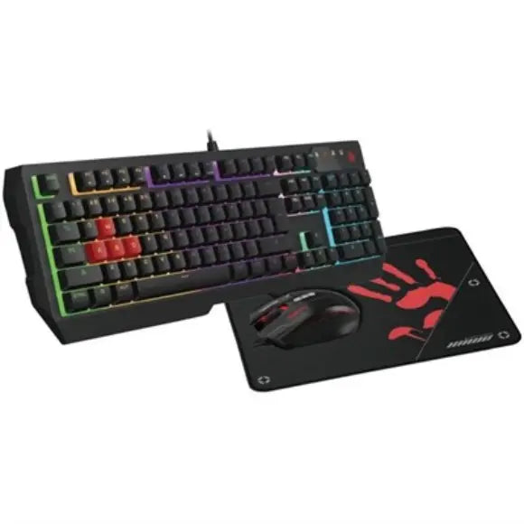 Bloody B1700 NEON Gaming Desktop Keyboard Mouse - Black - PakByte Computers 