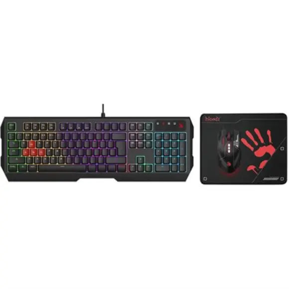 Bloody B1700 NEON Gaming Desktop Keyboard Mouse - Black - PakByte Computers 