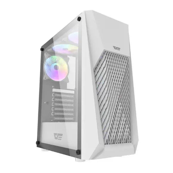 DarkFlash DK150 ATX With 3 ARGB Fans Gaming Case - White - PakByte Computers 