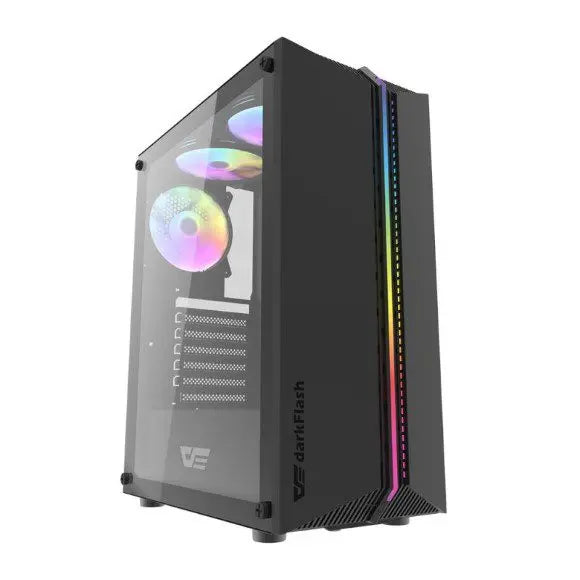 DarkFlash DK151 ATX With 3 ARGB Fans Gaming Case - Black - PakByte Computers 