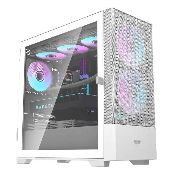 DarkFlash DK415 M-ATX PC Gaming Case - White - PakByte Computers 