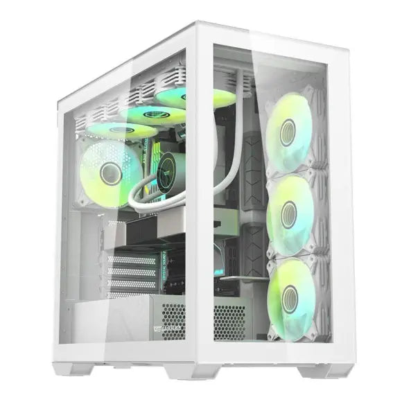 DarkFlash DLX4000 Tempered Glass Mid-Tower ATX Case - White - PakByte Computers 