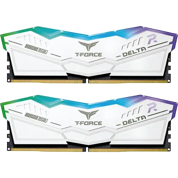 T-Force Delta RGB DDR5 5600 MHZ 32GB (16x2) Desktop Memory - White - PakByte Computers 