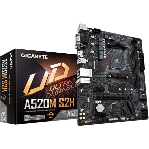 GIGABYTE A520M S2H mATX AM4 4+3 Phases Digital PWM, GIGABYTE Gaming GbE LAN RGB Fusion 2.0 Motherboard - PakByte Computers 