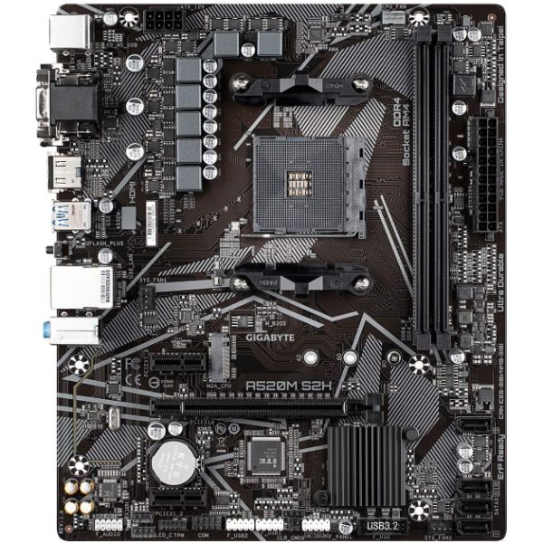 GIGABYTE A520M S2H mATX AM4 4+3 Phases Digital PWM, GIGABYTE Gaming GbE LAN RGB Fusion 2.0 Motherboard - PakByte Computers 