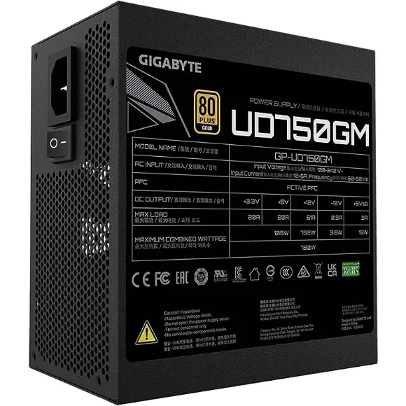 GIGABYTE 750W 80 Plus Gold Certified Fully Modular Power Supply - GP-UD750GM - PakByte Computers 