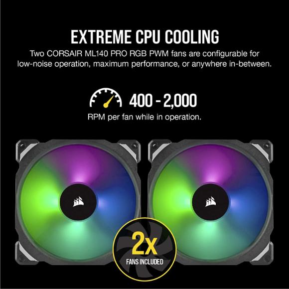 Corsair H115i RGB Platinum AIO Liquid CPU Cooler,280mm,Dual ML140 PRO RGB PWM Fans,Intel 115x/2066,AMD AM4/TR4 - PakByte Computers 