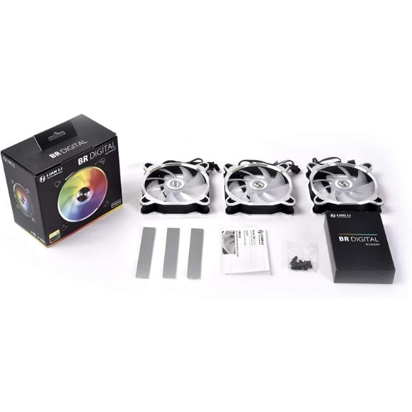 Lian Li Bora Digital Series (Grey) RGB BR Digital-3R G, 120mm Addressable RGB LED PWM Fan, 3 Fans Pack - PakByte Computers 