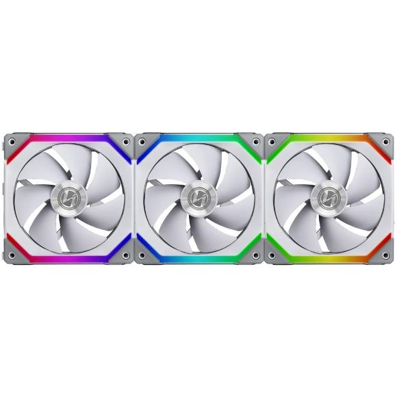 Lian Li UNI SL120 120mm RGB Triple Pack Cooling Fan (White) - PakByte Computers 