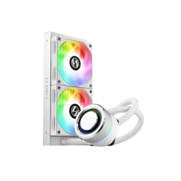 LIAN LI GALAHAD AIO 240 RGB (White), Dual 120mm Addressable RGB Fans AIO CPU Liquid Cooler - PakByte Computers 