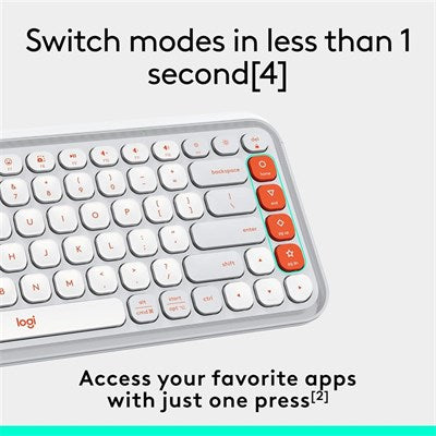 Logitech POP ICON KEYS Compact Wireless Keyboard 920-013084 | Off White & Orange - PakByte  