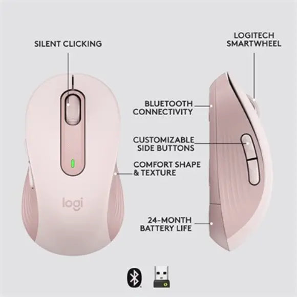 Logitech Signature M650 Medium Size Mouse - Rose - PakByte Computers 