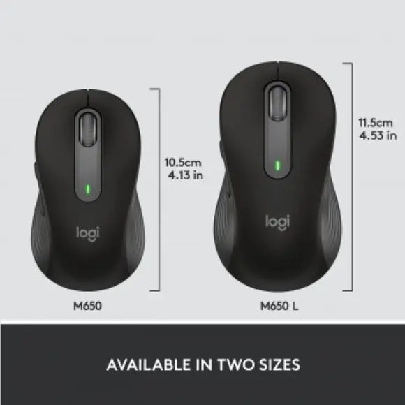 Logitech Signature M650 Medium Size Wireless Mouse - Black - PakByte Computers 