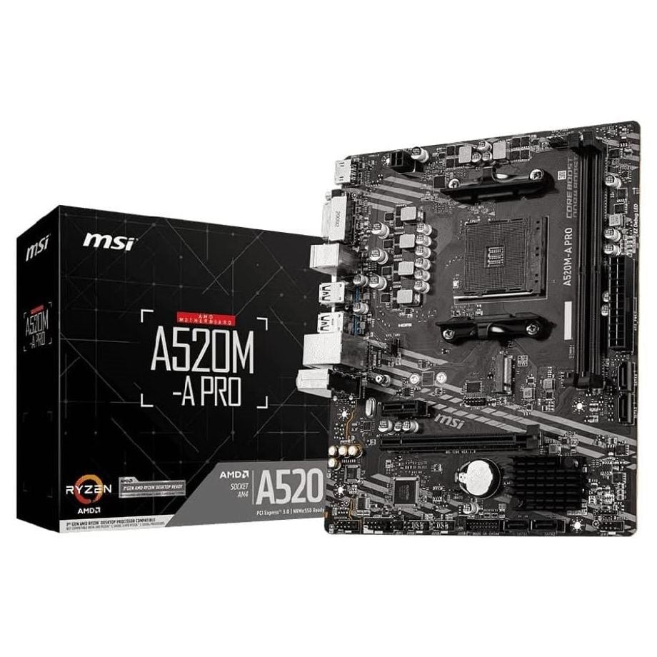 MSI A520M-A PRO AMD AM4 microATX Motherboard - PakByte Computers 