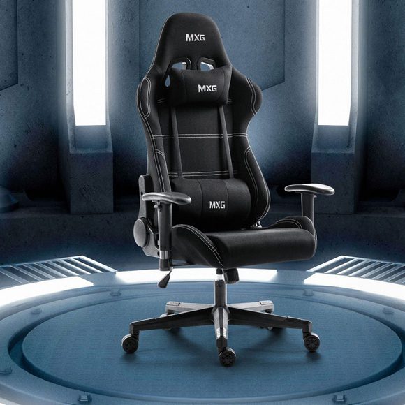 MXG FGC-01 Upholstered Fabric with Headrest and Lumbar Support Gaming Chair - PakByte Computers 