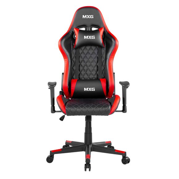 MXG GCH-01 Large Diamond Quilted PU with Headrest and Lumbar Support Gaming Chair - Red/Black - PakByte Computers 