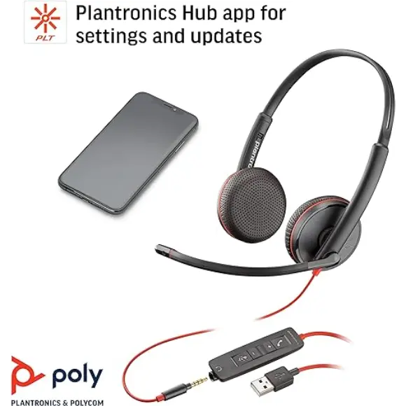 Plantronics C3225 USB-A Blackwire Headset - PakByte Computers 