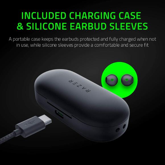 Razer Hammerhead True Wireless Bluetooth Gaming Earbuds: 60ms Low-Latency - IPX4 Water Resistant - Touch Enabled - Classic Black - PakByte Computers 