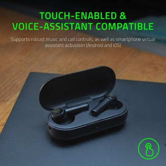 Razer Hammerhead True Wireless Bluetooth Gaming Earbuds: 60ms Low-Latency - IPX4 Water Resistant - Touch Enabled - Classic Black - PakByte Computers 