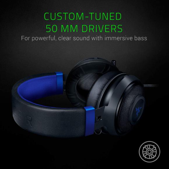 Razer Kraken Gaming Headset: For PC, PS4, PS5, Switch, Xbox One, Xbox Series X & S, Mobile - 3.5 mm Headphone Jack - Black/Blue - PakByte Computers 