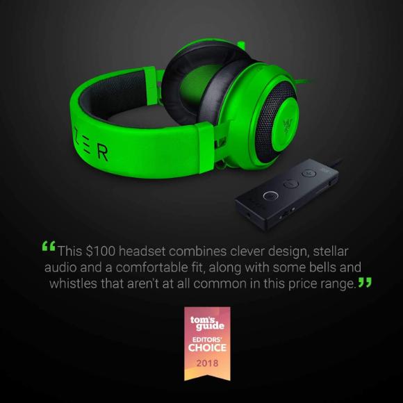 Razer Kraken Tournament Edition THX 7.1 Surround Sound Gaming Headset: Retractable Noise Cancelling Mic - USB DAC – Green - PakByte Computers 