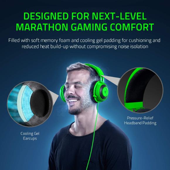 Razer Kraken Tournament Edition THX 7.1 Surround Sound Gaming Headset: Retractable Noise Cancelling Mic - USB DAC – Green - PakByte Computers 