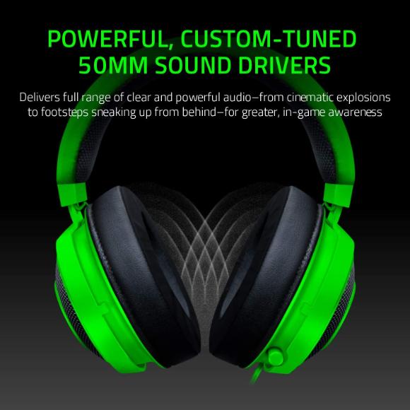 Razer Kraken Tournament Edition THX 7.1 Surround Sound Gaming Headset: Retractable Noise Cancelling Mic - USB DAC – Green - PakByte Computers 