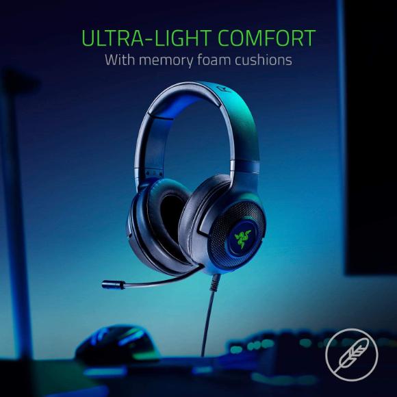 Razer Kraken X USB Ultralight Gaming Headset: 7.1 Surround Sound - Classic Black - PakByte Computers 