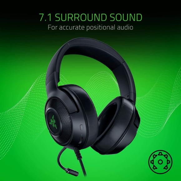 Razer Kraken X USB Ultralight Gaming Headset: 7.1 Surround Sound - Classic Black - PakByte Computers 