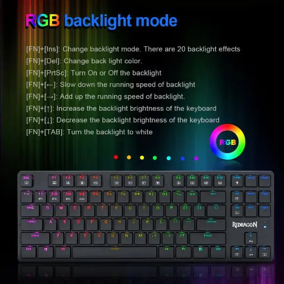 REDRAGON K539 Anubis Wireless RGB Mechanical Keyboard - Black - PakByte Computers 