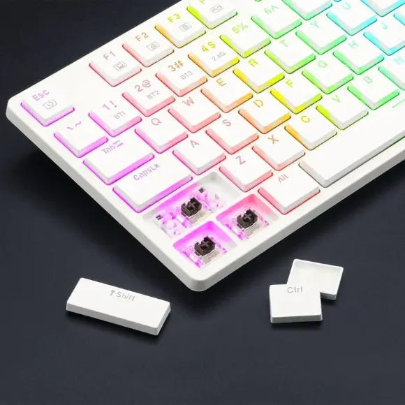 REDRAGON K539 Anubis Wireless RGB Mechanical Keyboard - White - PakByte Computers 