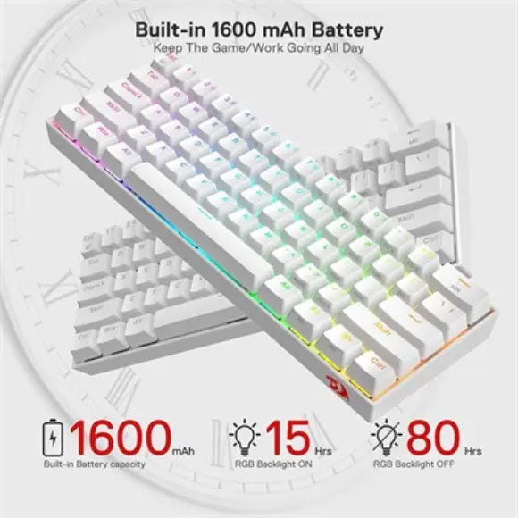 Redragon DRACONIC PRO K530 RGB Wireless Mechanical Gaming Keyboard - White - PakByte Computers 