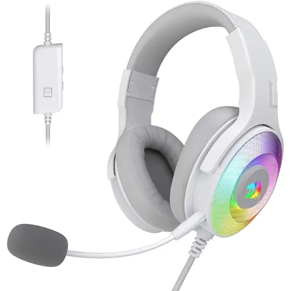 Redragon H350W PANDORA 2 RGB USB Gaming Headset - White - PakByte Computers 