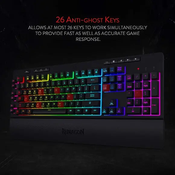 Redragon K512 Shiva RGB Backlit Membrane Gaming Keyboard - PakByte Computers 