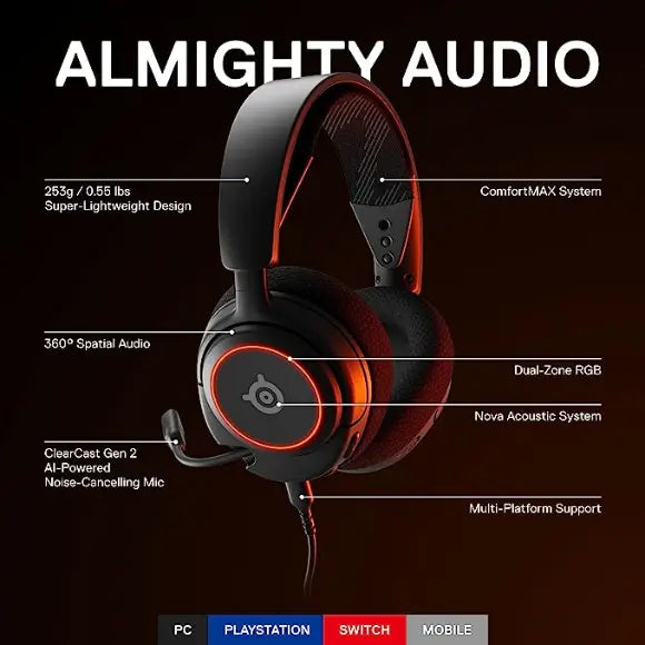 SteelSeries Arctis Nova 3 Multi-Platform Gaming Headset - Black (61631) - PakByte Computers 