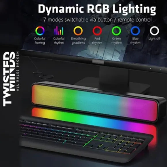 Twisted Minds TM-Q6 RGB Wireless Bluetooth Gaming Soundbar - PakByte Computers 