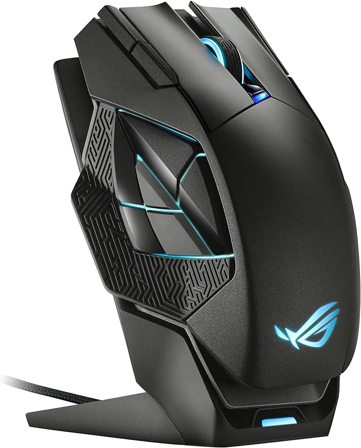 ASUS ROG Spatha X Wireless Gaming Mouse: Magnetic Charging Stand, 12 Buttons, 19K DPI, Hot Swap Switches, ROG Micro Switches, Paracord, RGB. - PakByte Computers 