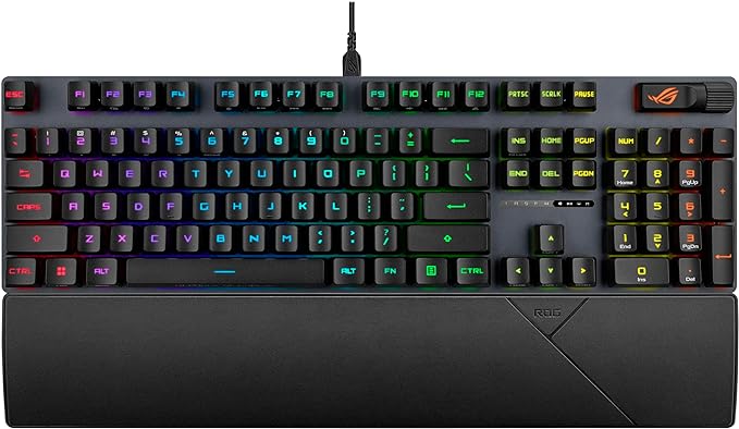 ASUS ROG Strix Scope II Gaming Keyboard with RX Blue Optical Switches and PBT Keycaps - PakByte Computers 