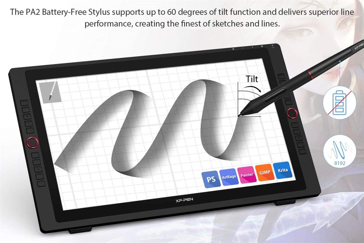 XP-PEN Artist 24 Pro Interactive Drawing Pen Display Monitor 2K QHD Graphics Tablet with USB-C - PakByte Computers 