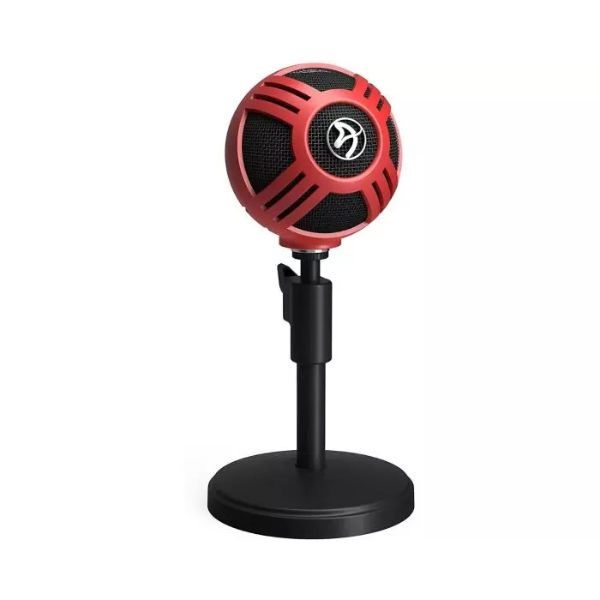 AROZZI SFERA MICROPHONE - RED USB CABLE & CABLE CLIP 3.5MM HEADPHONE JACK, ADJUSTABLE STAND - PakByte Computers 