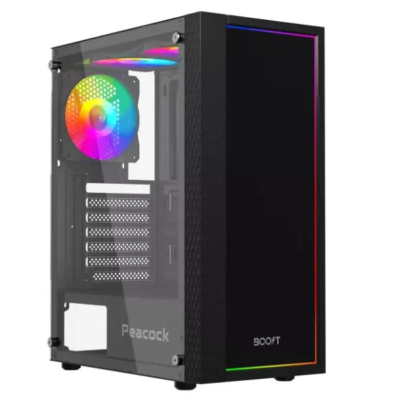 Boost Peacock Mid-Tower ATX PC Case - Black - PakByte Computers 