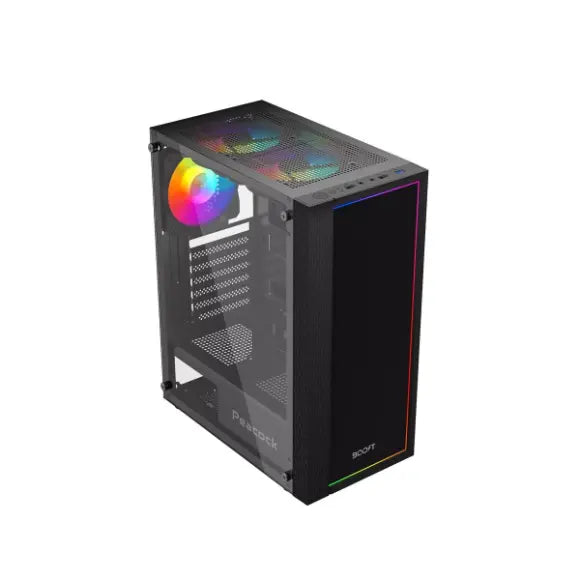 Boost Peacock Mid-Tower ATX PC Case - Black - PakByte Computers 