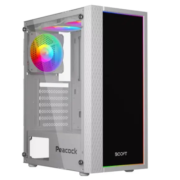 Boost Peacock Mid-Tower ATX PC Case - White - PakByte Computers 