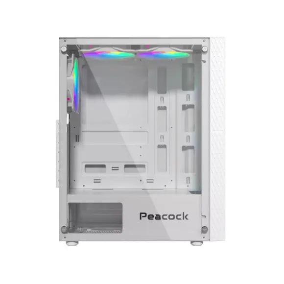 Boost Peacock Mid-Tower ATX PC Case - White - PakByte Computers 